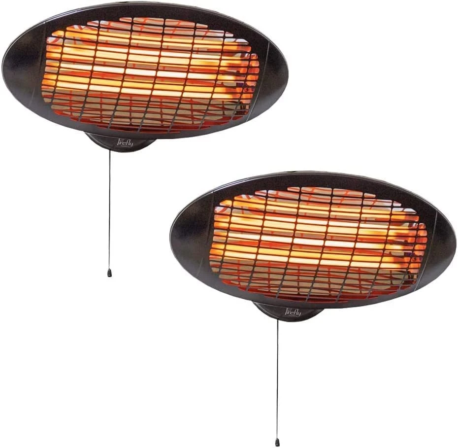 2kW IPX4 Wall Mounted Quartz Bulb Electric Heater W/ 3 Power Settings - Black 3 2kW IPX4 Wall Mounted Quartz Bulb Electric Heater W/ 3 Power Settings - Black