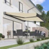 3.5M Deluxe Wireless Full Cassette Electric Awning With Lights (Charcoal Cassette) | Ivory