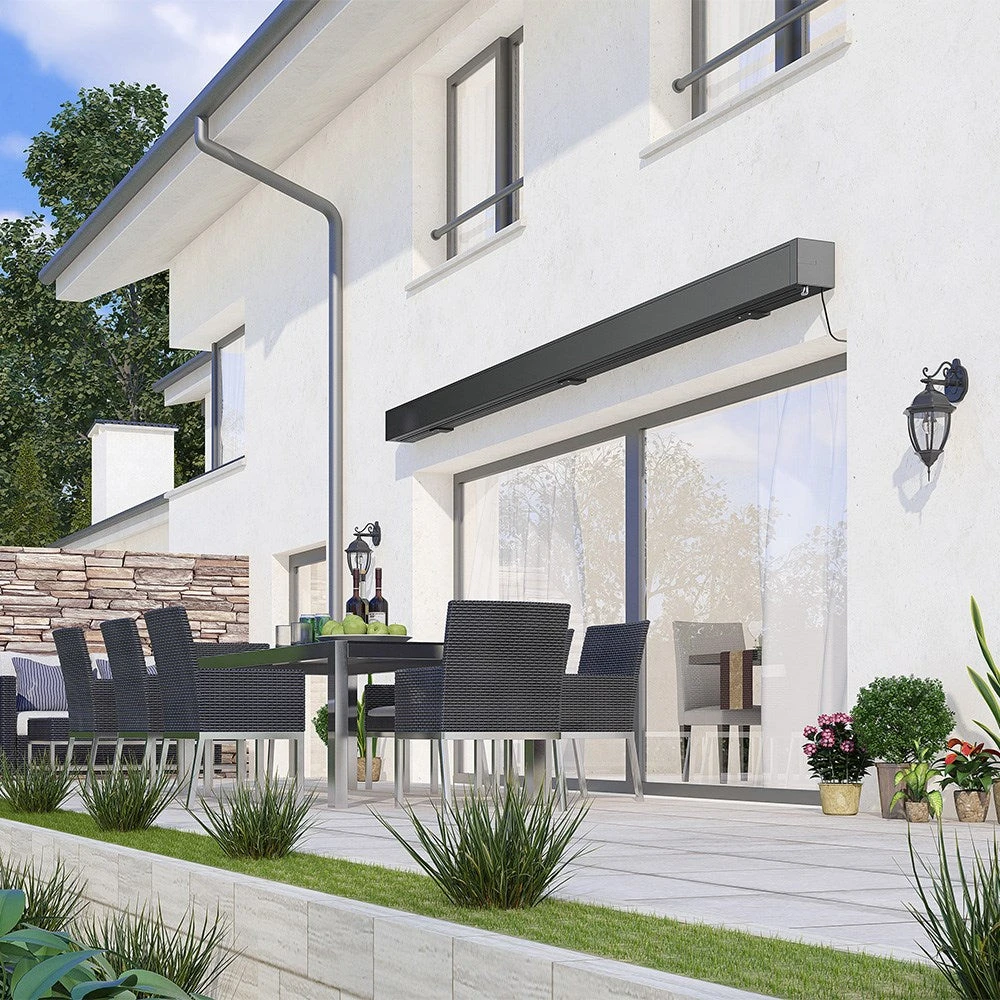 4.0M Deluxe Wireless Full Cassette Electric Awning With Lights (Charcoal Cassette) | Pin Stripe Grey 5 4.0M Deluxe Wireless Full Cassette Electric Awning With Lights (Charcoal Cassette) | Pin Stripe Grey - Image 3