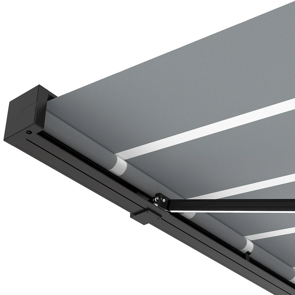 2.5M Deluxe Wireless Full Cassette Electric Awning With Lights (Charcoal Cassette) | Pin Stripe Grey 10 2.5M Deluxe Wireless Full Cassette Electric Awning With Lights (Charcoal Cassette) | Pin Stripe Grey - Image 8